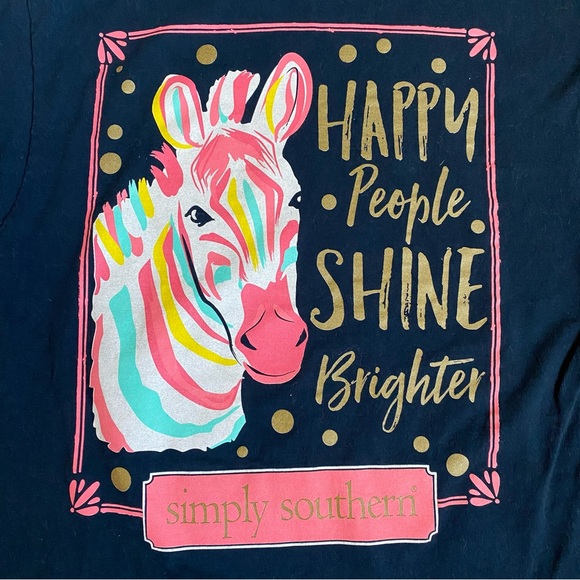 Simply Southern Navy Blue and Hot Pink Zebra Tee Shine Bright - Picture 5 of 11